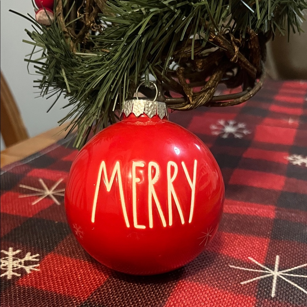 Rae Dunn Red “Merry” Christmas Ornament